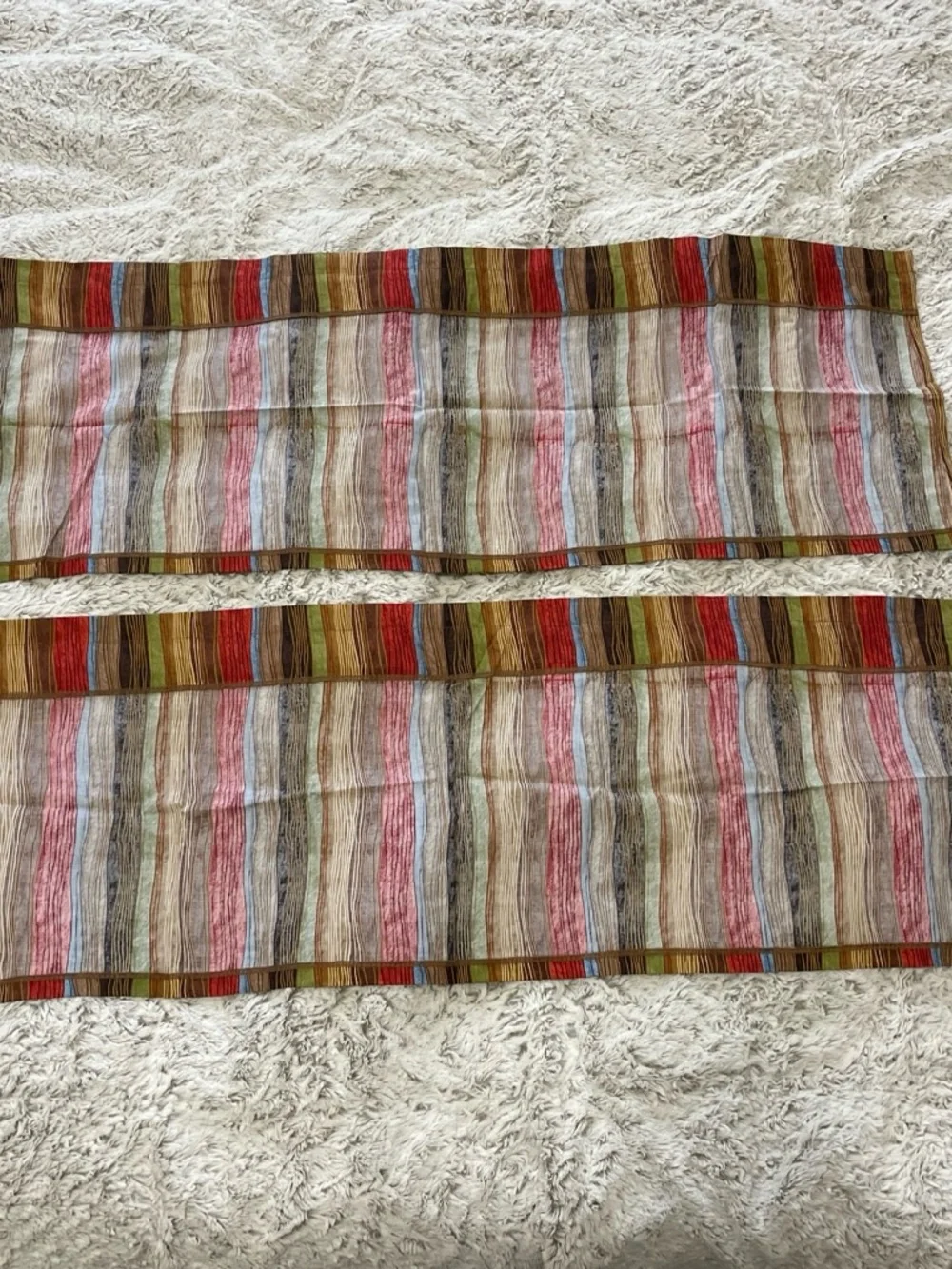 2 Striped Multicolor Window Valances Curtains Earth Tones 40x14”